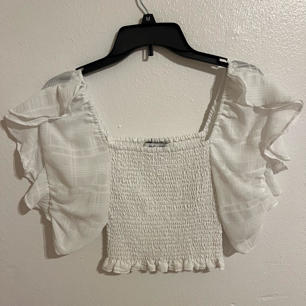 Ruffle Sleeve Cropped Top